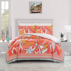 93652323 Trina Turk 3pc King Fall Foliage Comforter Bedding Set