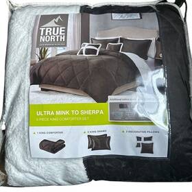 Kl102855 True North Mink To Sherpa Comforter 5 Piece Set Brown King Size