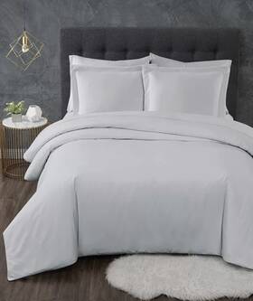 84199gyfq-00 Truly Calm Silver Cool Antimicrobial 3 Pc Duvet Cover Set Grey Full/ Queen
