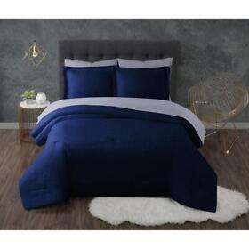 Bib3730ngqn-00 Truly Calm Comforter Set Queen Antimicrobial Microfiber Polyester Blue 7-piece