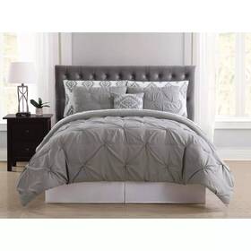 77419092 Truly Soft Everyday Twin Pueblo Pleated Bed In A Bag Set Gray