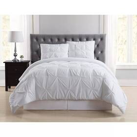 Truly Soft 783048021168 White Pinch Pleat 8pc King Bedding Comforter Set With Elegant Textured