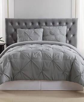 Truly Soft 783048021366 Pleated Comforter Set Full/queen Gray
