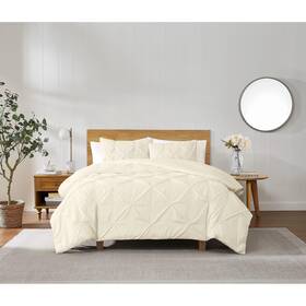 Truly Soft 783048297839 Pinch Pleat Solid 3-piece Microfiber Comforter Set
