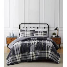83503660 Truly Soft 3pc Full/queen Milo Plaid Flannel Duvet Cover Set Gray -