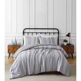 83503672 Truly Soft 3pc Full/queen Kiel Stripe Flannel Duvet Cover Set Gray -