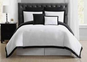 Cs2182wbfq7-00 Truly Soft Everyday Full Queen 7-piece Black And White Comforter Set