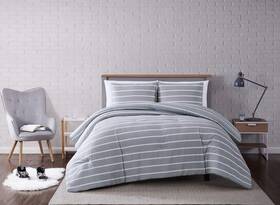 Truly Soft Everyday 783048093240 Maddow Stripe Grey Twin Xl 2-piece Comforter Set