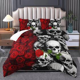 Tuzaovy 445014876839 Skull Bedding Set Queen Size Goth Sets With Comforter Comfor