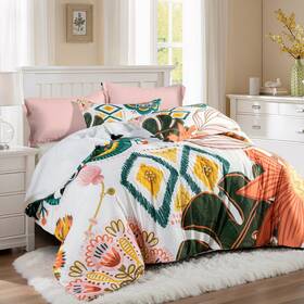 B0fncrcvh9 Tyrot Boho Floral Queen Comforter Set - 3 Piece Farmhouse Botanical Bedding Comf