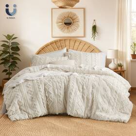 U By Bedsure 840477833042 Tufted Boho Comforter Set Queen Beige