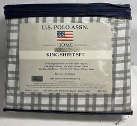 U.s. Polo Assn 885627121921 Nos Vtg Full King Sheet Set Pillow Cases Flat Fitted Htf