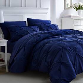 Uba-7p-pcs-nbq Ubauba 7pc Bed Comforter Set Queen Size 7 Piece Dark Blue Bedding Sets With