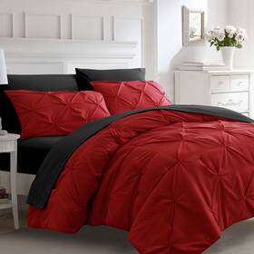 Uba-7p-pcs-rbq Ubauba 7pc Queen Size Comforter Set With Sheets Pintuck 7 Piece Bedding Comf