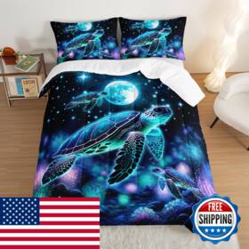 B0czx59pzg Uevbf Sea Turtle Comforter Kids Bedding Set Full Sizeglowing Waterweed Moon