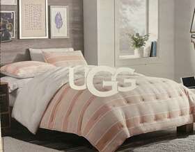 Ugg 008889200924 Devon Sherpa 2-piece Reversible Twin/twin Xl Comforter Set In Quartz Stripe