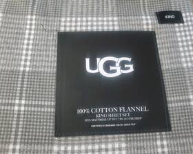 X102 Ugg 008889277940 New King Sheet Set Cotton Flannel Gray Plaid 90 Inch Oeko-tex