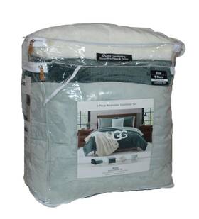 Ugg 008889354979 Brody King Comforter Set 5p Reversible Clear Green Creek