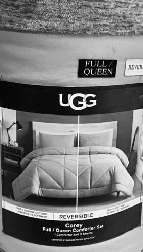 0888930803 Ugg Nwt Full/queen Corey 3piece Comforter Set Reversible-color Seal/heather/gray