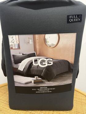 Ugg Australia 008889186136 Devon Comforter Set In Charcoal Gray New Full/queen