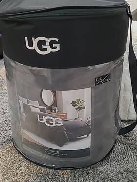 Ugg Australia 008889234226 Mammoth Faux-fur Full/queen Comforter Set 90x92 Inch 2 Shams 20 X 26 Charcoal