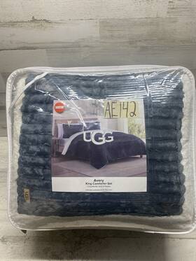 Ugg Australia 008889261567 Avery Plush Reversible 3-pc. Comforter Set King - Ocean New