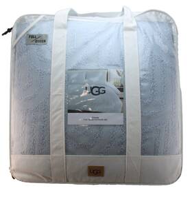 Ugg Australia 008889272952 New Cinnia Queen / Full Size Ice Blue Chenille Comforter And 2 Shams Msrp 328