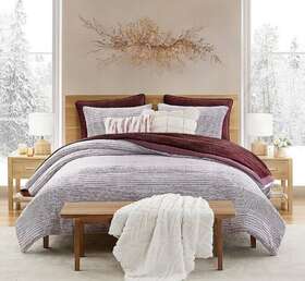 Ugg Australia 008889279357 New Koolaburra By Sonele Faux Fur King Size Comforter Set With Shams Dark Rose