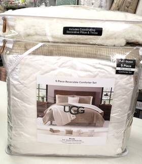 Ugg Australia 008889297559 Brody Reversible 5-pc. Full - Queen Comforter Set Ivory/tan