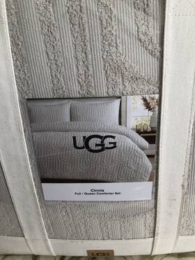 Ugg Australia 008889297689 Brand New In Bag Cinnia Full/queen Stone Gray Comforter Set 92 Inch X90