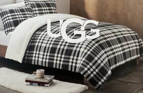 Ugg Australia 008889308088 2 Pc Devon Textured Ocean Plaid Twin / Xl Comforter And Sham Set Nip
