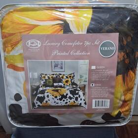 Bn3573 Unidos Textile Inc. Verano Sunflower Floral Comforter Set Queen King 7pc