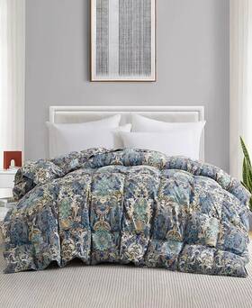 Unikome 810127341456 Printed All Season White Goose Feather Fiber King Comforter Multi