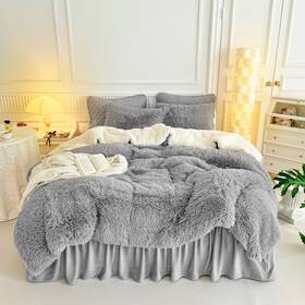 Cmrcbz01-k Uozzi Bedding Gray Faux Fur Comforter Set King 3 Pieces - 1 Shaggy