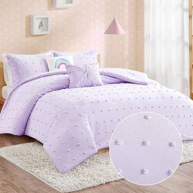 77787114 Urban Habitat Queen Kelsey Cotton Jacquard Pom Kidsft Comforter Set Lavender -