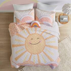 86180691 Urban Habitat Full/queen Mandy Sunshine Printed Reversible Coverlet Set Yellow/coral -