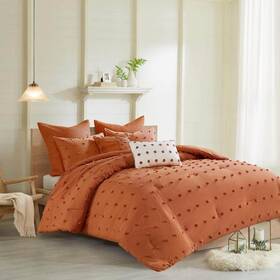 Uh10-2496 Urban Habitat Comforter Set 7-pcs King Cal Maize Rust Cotton