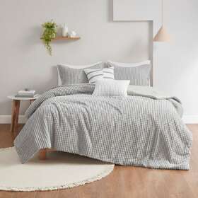 Uh102415 Urban Habitat Landon 5-piece Plush Clip Jacquard Comforter Set With Shams