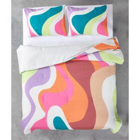 Wk703283 Urban Lifestyle 3-piece Twin Comforter Set Lava Microfiber Bedding With And 2 Sham
