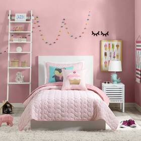 79708690 Urban Playground 2pc Twin Helaine Kidsft Quilt Set Pink -