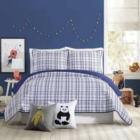 79710240 Urban Playground 3pc Full/queen Marquis Reversible Kidsft Quilt Set Navy -