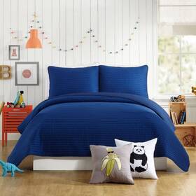 79710247 Urban Playground 3pc Full/queen Astor Kidsft Quilt Set Blue - Solid Polyester