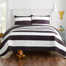 82254912 Urban Playground 3pc Full/queen Lavelle Kidsft Quilt Set Black/white -