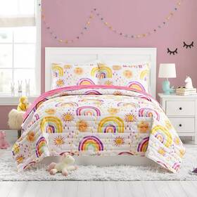 82254919 Urban Playground 3pc Full/queen Rainbows And Suns Quilt Set -