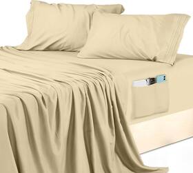 Ub824 Utopia Bedding Queen Sheet Set Soft Microfiber 4 Piece Hotel Beige