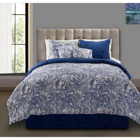 Valentina 848342018921 Flowers And Doodles 5-piece Comforter Set White Full