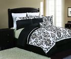 Vcny Bedding Set 8-pc King Size Black White Paisley Comforter Bed Sheets Bedspread 739027624165