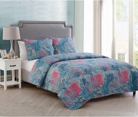 Ava-3qt-fuqu-in-multi Vcny Home King Quilt 3-piece Bed Set Caroline Taupe Lightweight Comforter