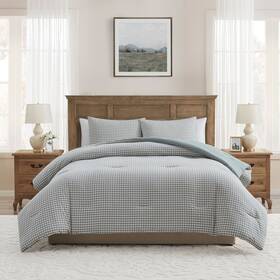 Gng-3cs-fuqu-wd-dstgn Vcny Home My Texas House Collins 3-piece Dusty Green Gingham Cotton