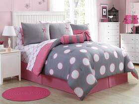 Sse-10c-full-in-pink Vcny Home Bed In A Bag Set Pretty Polka Dot Design All Season Luxurious Microfiber P